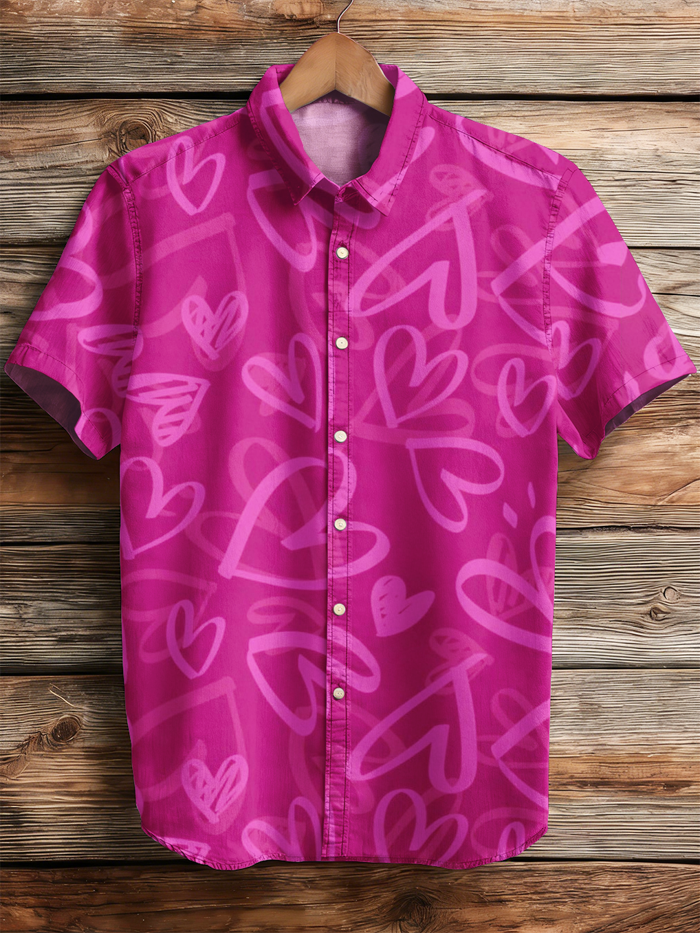 Valentine's Day striped casual shirt PLUSCLOTHESMAN