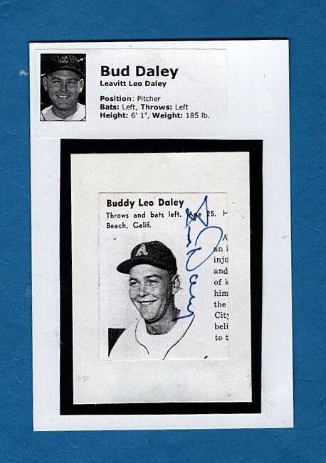 BUD DALEY-KANSAS CITY A'S AUTOGRAPHED Photo Poster painting