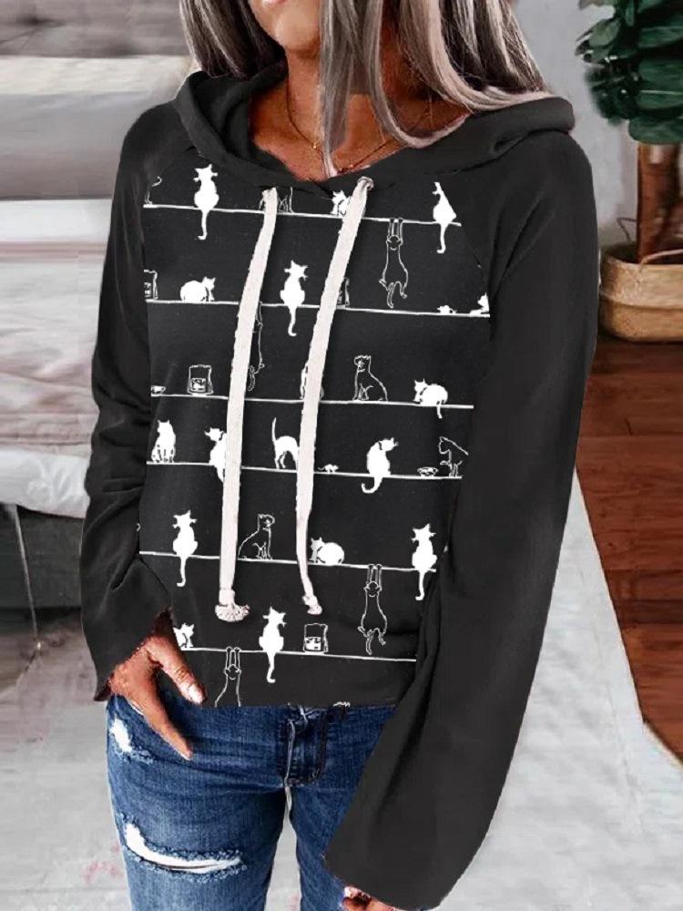 Women Long Sleeve V-neck Graphic Floral Printed Top