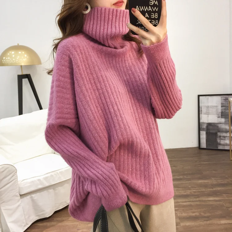 Turtleneck Lazy Pit Strip Retro Sweater