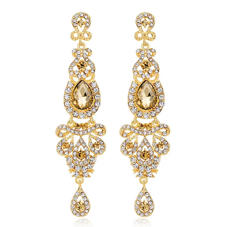 Hundred alloy and diamond crystal earrings