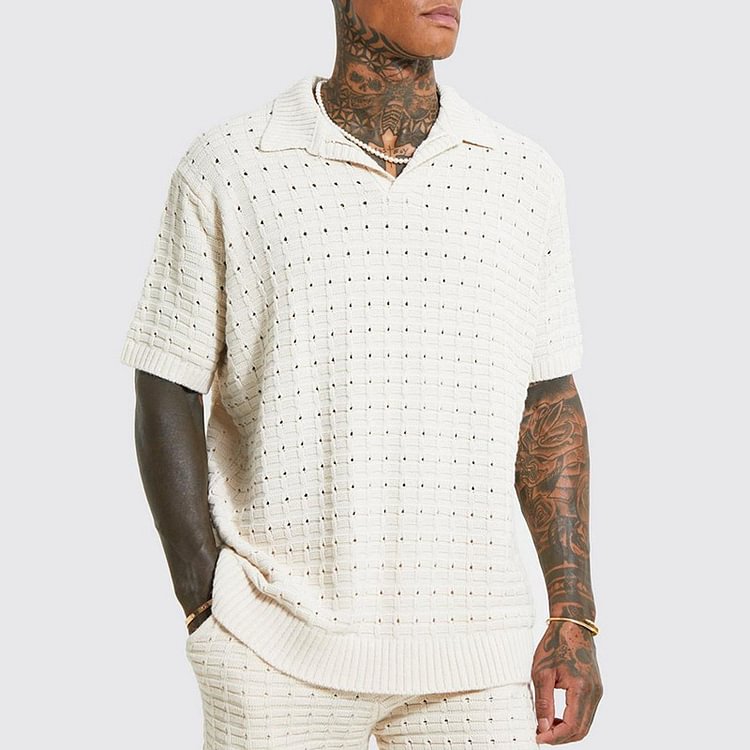 BrosWear Fashion Men's Elastic Loose Short Sleeve Polo Shirt