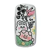 Cute Design Cartoon Scrawl Phone Case with Flower Pendant for iPhone 11/12/13/14