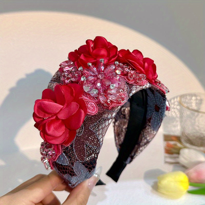 1pc ladies handmade fabric flower fashion retro headband
