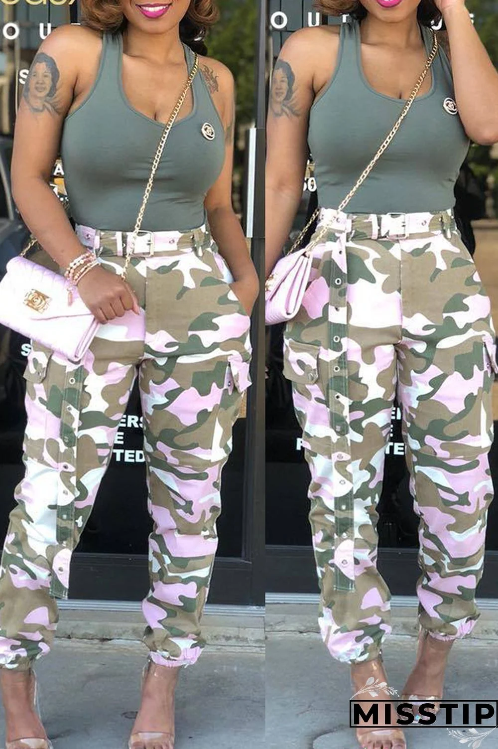 Yellow Zipper Fly Button Fly Mid Metal Zippered pencil Pants Pants