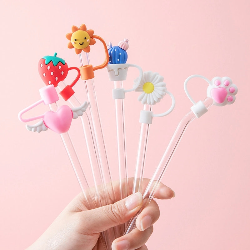 Casual Elegant Cute Flower Silica Gel Straw Decorative Cap 1 Piece