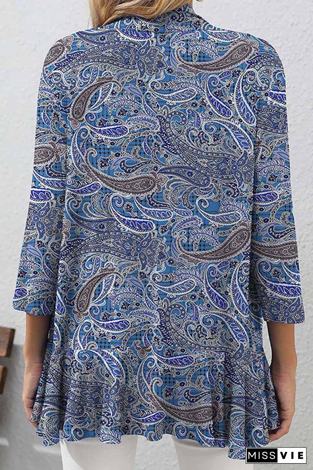 Casual Print Patchwork Cardigan Collar Tops