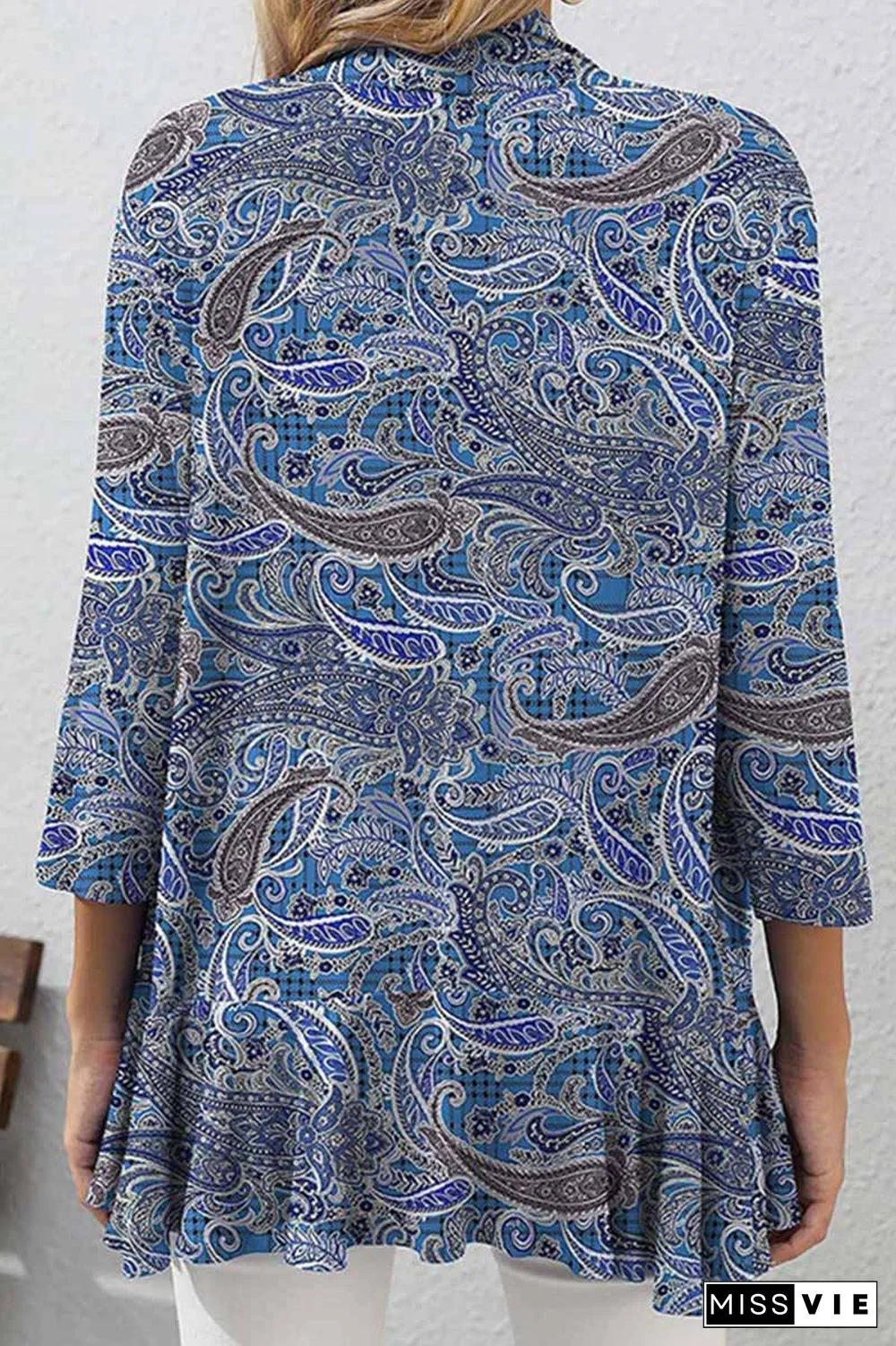 Casual Print Patchwork Cardigan Collar Tops