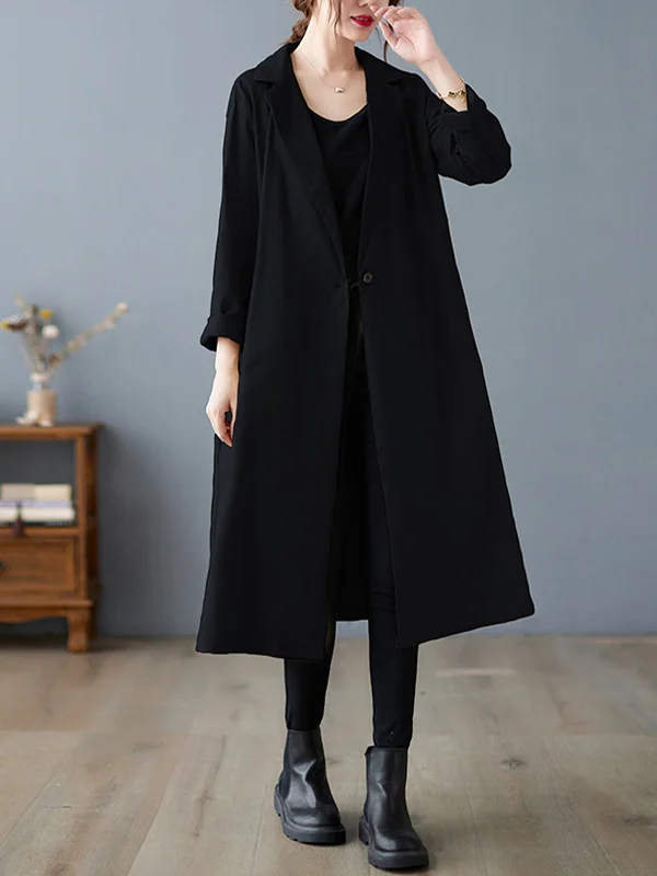 Loose Solid Color Midi Outwear - yankia