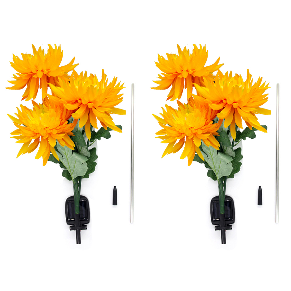 

2pcs LED Solar Light Chrysanthemum Lawn Stake Lamps Garden Decor (Yellow), 501 Original