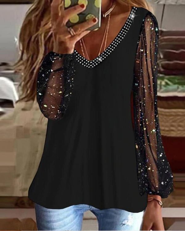 V-Neck Long Sleeve Sexy Top