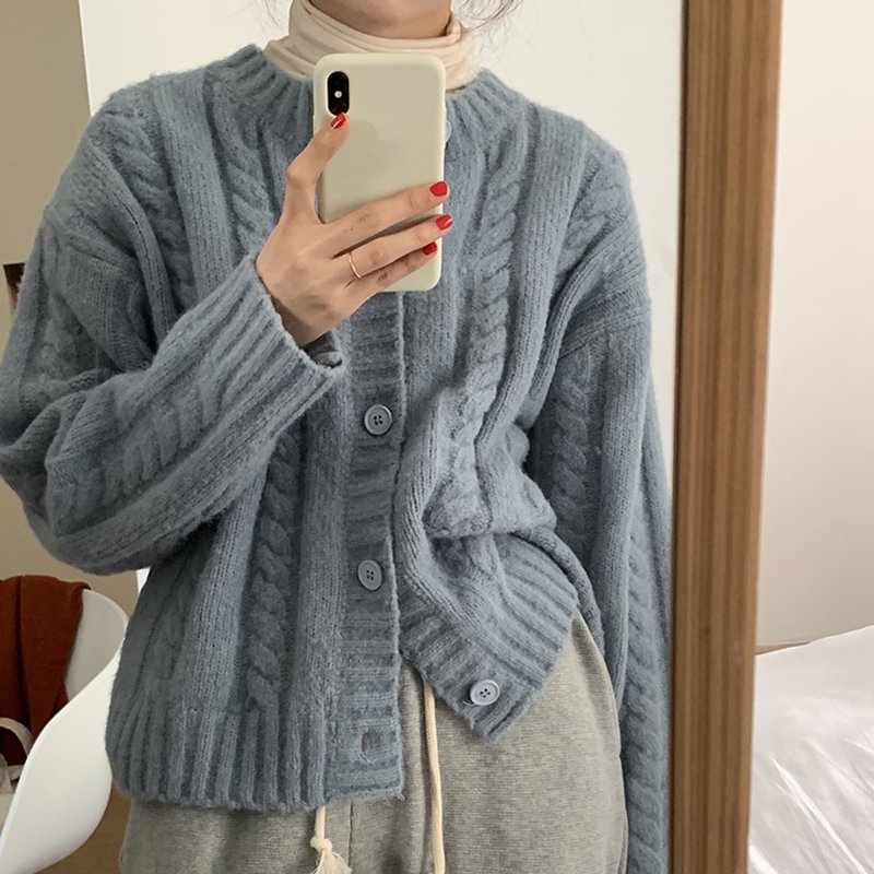 Solid Color Twist Knitting Hoodie Sweater