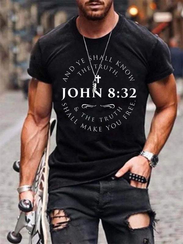 John 8:32 Cotton Crew Neck T-shirt