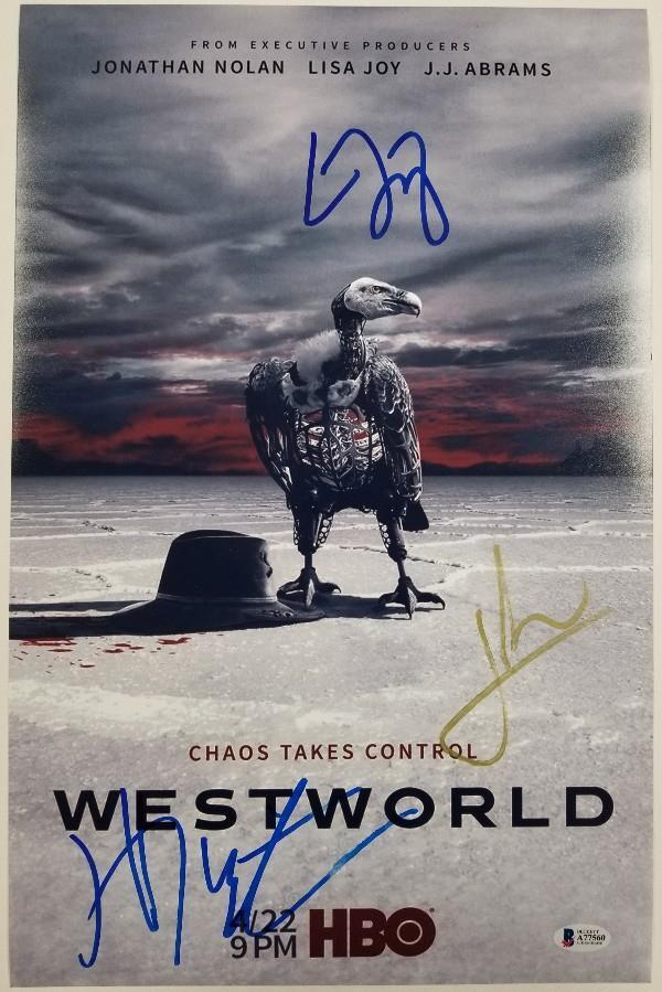 WESTWORLD Cast (3) Signed 11x17 Photo Poster painting Marsden Wright Joy (A) ~ BAS Beckett COA