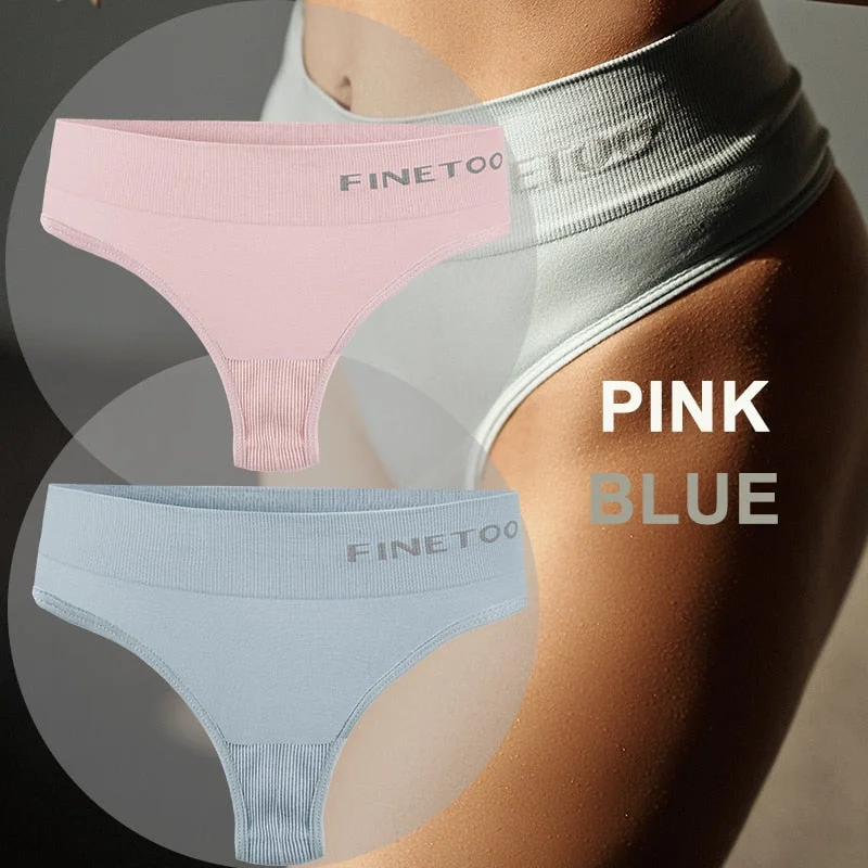 FINETOO 2PCS/Set Women Lingerie M-2XL Bodyshaper Gstring Panties High Waist Seamless Tummy Control Panty Underwear Female Thong