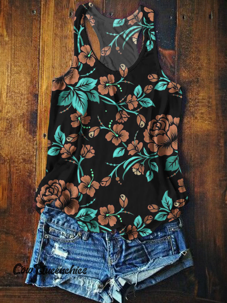 Vintage Floral Prints Tank Top Multicolor / S