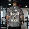 God's Gym Wolf Graphics Washed Cotton Gym T-shirt by Inlyline