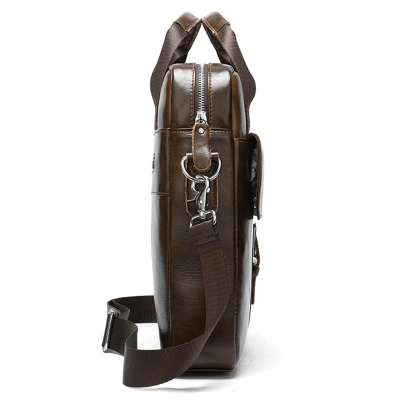 Classic Leather Soft Handbags For Men With Large Capacity