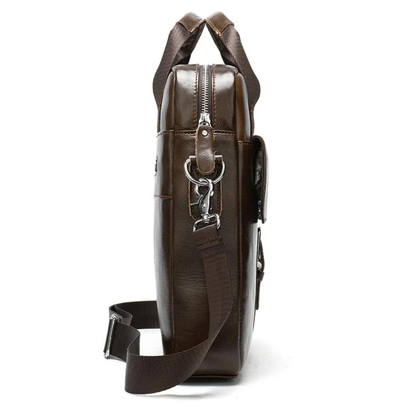 Classic Leather Soft Handbags For Men With Large Capacity