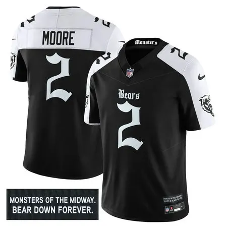 Men's Chicago Bears #2 DJ Moore Black Alternate 'Gothic Monsters Edition' Vapor F.U.S.E. Limited Jersey