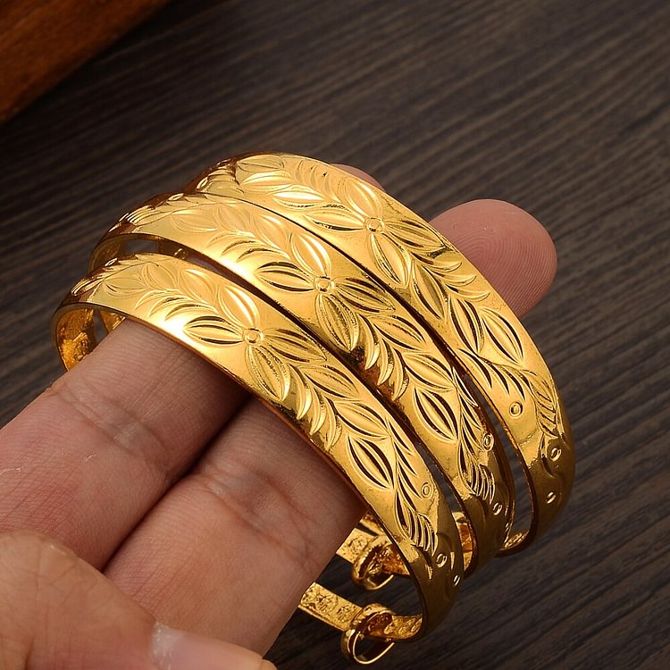 24k Gold Adjust Size Bangle for Women Gold Dubai Bride Wedding Ethiopian Bracelet