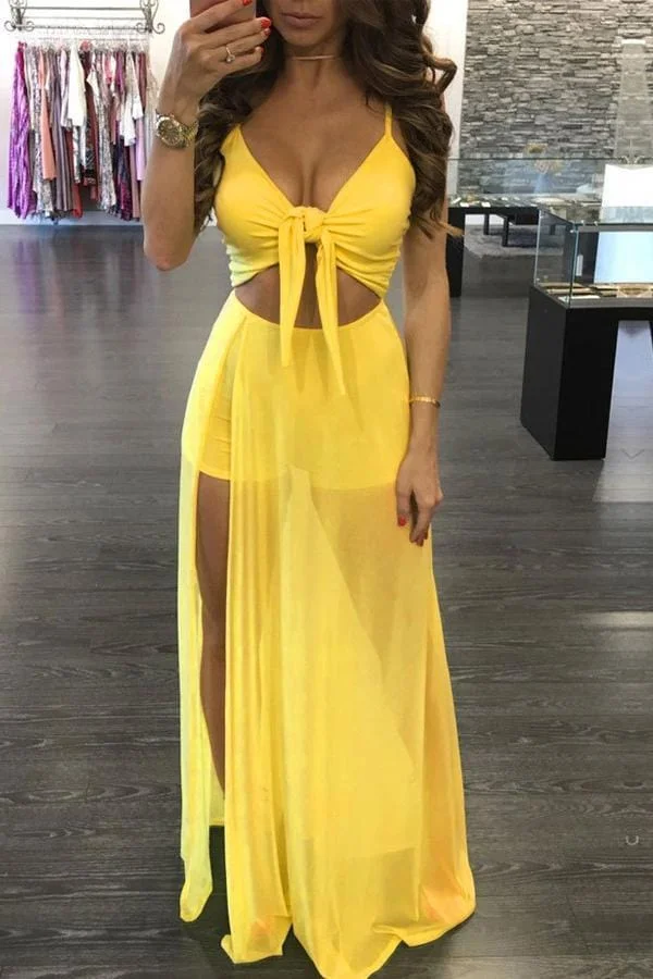 Sexy  Hollow-out Floor Length Maxi Dress
