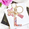DIY Pink Tassel Ring Letter Butterfly Keychain