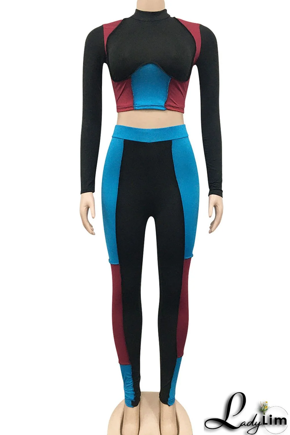 Apricot Sexy Solid Split Joint Mandarin Collar Long Sleeve Two Pieces