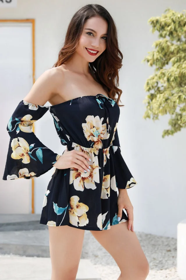 Floral Print Full-length Short Jumpsuit