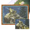 Wolf Howling In Snow-14CT Stamped Cross Stitch 56*42cm/22.05*16.54in tapestrymarket