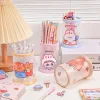 Adorable Cartoon Bunny Round Folding Matte Pens Storage Container Student Table Stationery Organizer