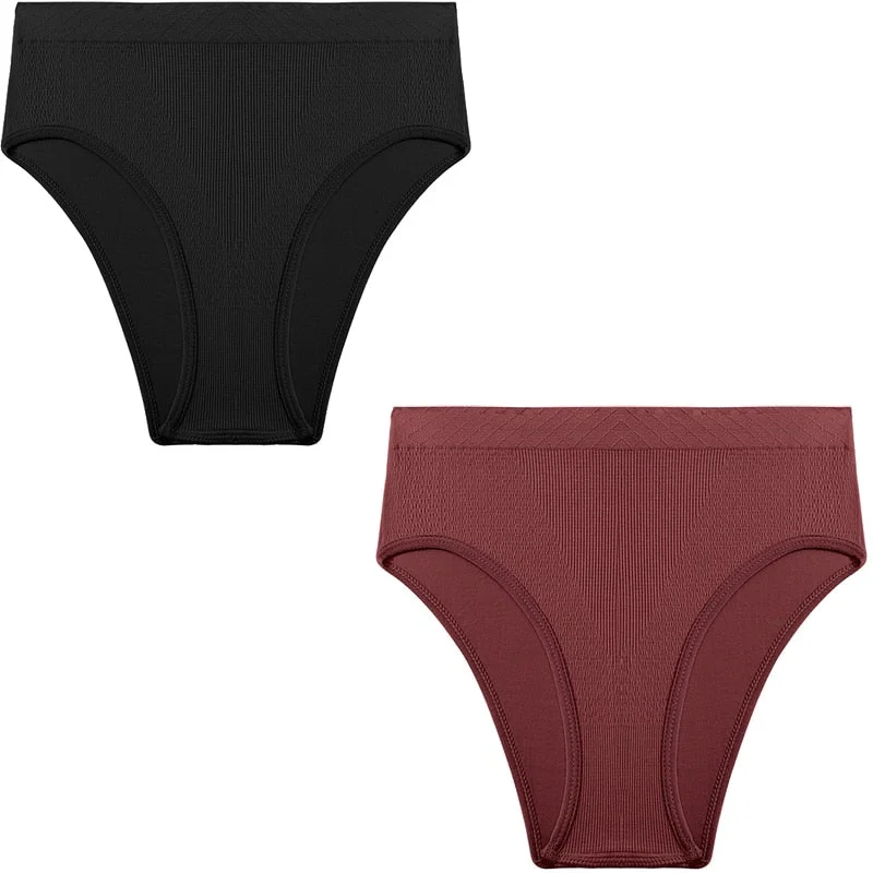 2PCS/Set Seamless Women's Panties Plus Size Underwear Women Briefs Lingeries Cotton Mid-Rise Underpants Panty Intimates