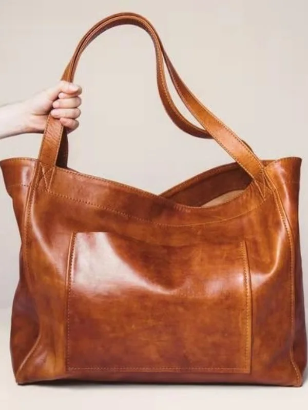 Vintage Soft Leather Big Tote Bag