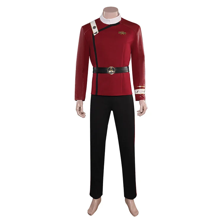 Star Trek: Strange New Worlds Captain Christopher Pike Outfits Red Uniform Set Cosplay Costume Halloween Carnival Suit