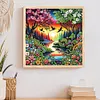 Fleurs dans les bois-peinture diamant en forme sp&eacute;ciale-30*30cm