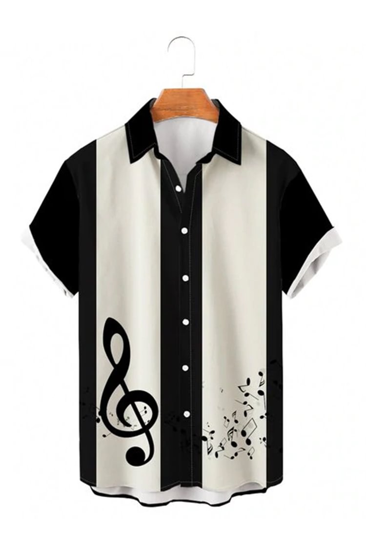 Tiboyz Color Block Music Notation Short Sleeve Shirt