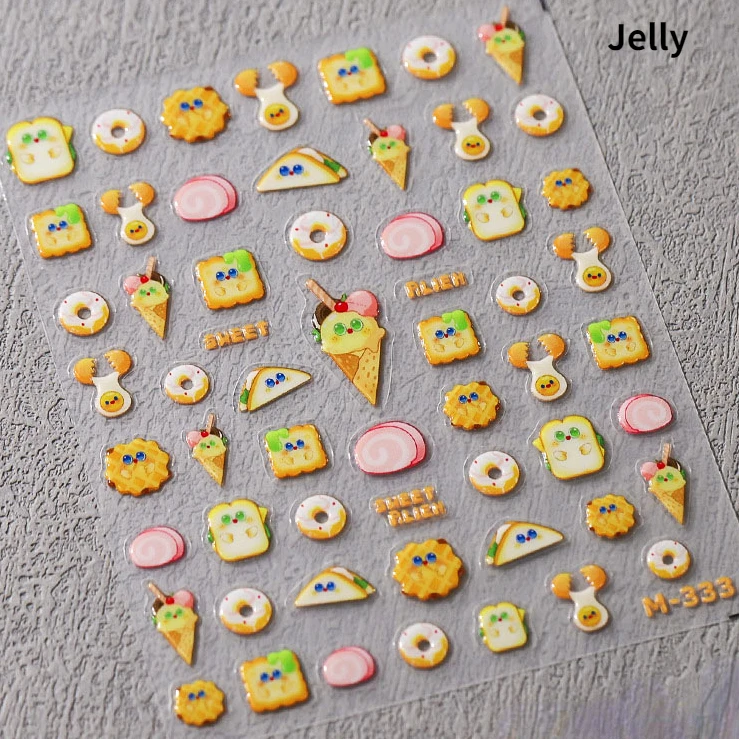 Shiny Cherry Strawberry Star Pudding Sundae Ice Cream Cones Jelly Self Adhesive Nail Art Sticker Summer Manicure Decal Wholesale