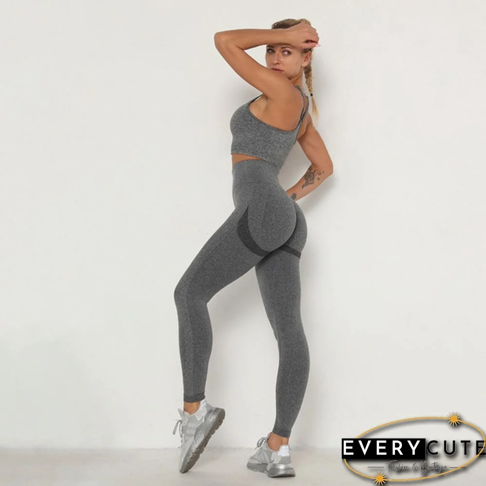 2 Piece Seamless High Waist Leggings and Bra Women Yoga Set Clothing Gym Set Clothes Workout Fitness Sexy Booty Girls Sports Suit