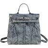 Retro Denim Light Luxury Handmade High-end Large-capacity Backpack / Handbag