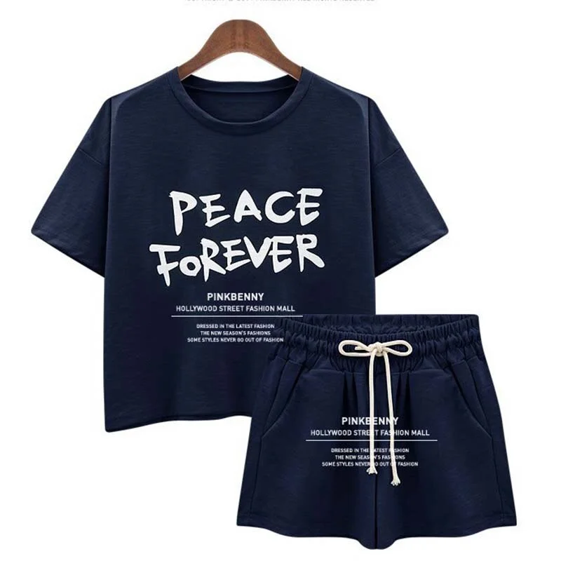 NEEDBO 2 Piece Set Women Shorts and Top Tracksuit Women Casual Two Piece Set Plus Size Women Outfit Clothes for Women Suit