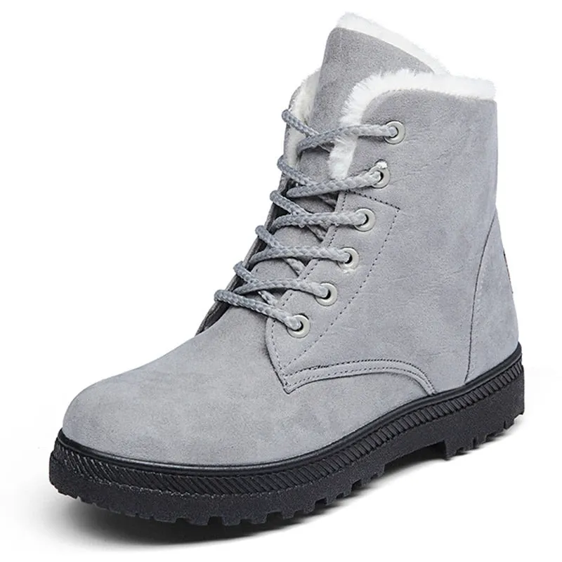 Women Shoes Retro Style Boots Female Women Shoes For Women Winter Boots 2020 Warm Fur Suede Lace-Up Botines Mujer Plus Size