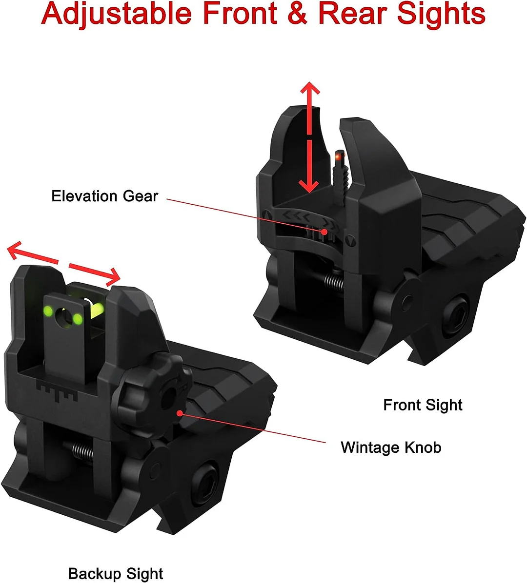 ohhunt&reg; Polymer AR-15 Flip up Front Rear Sight Back-Up Sight Kit