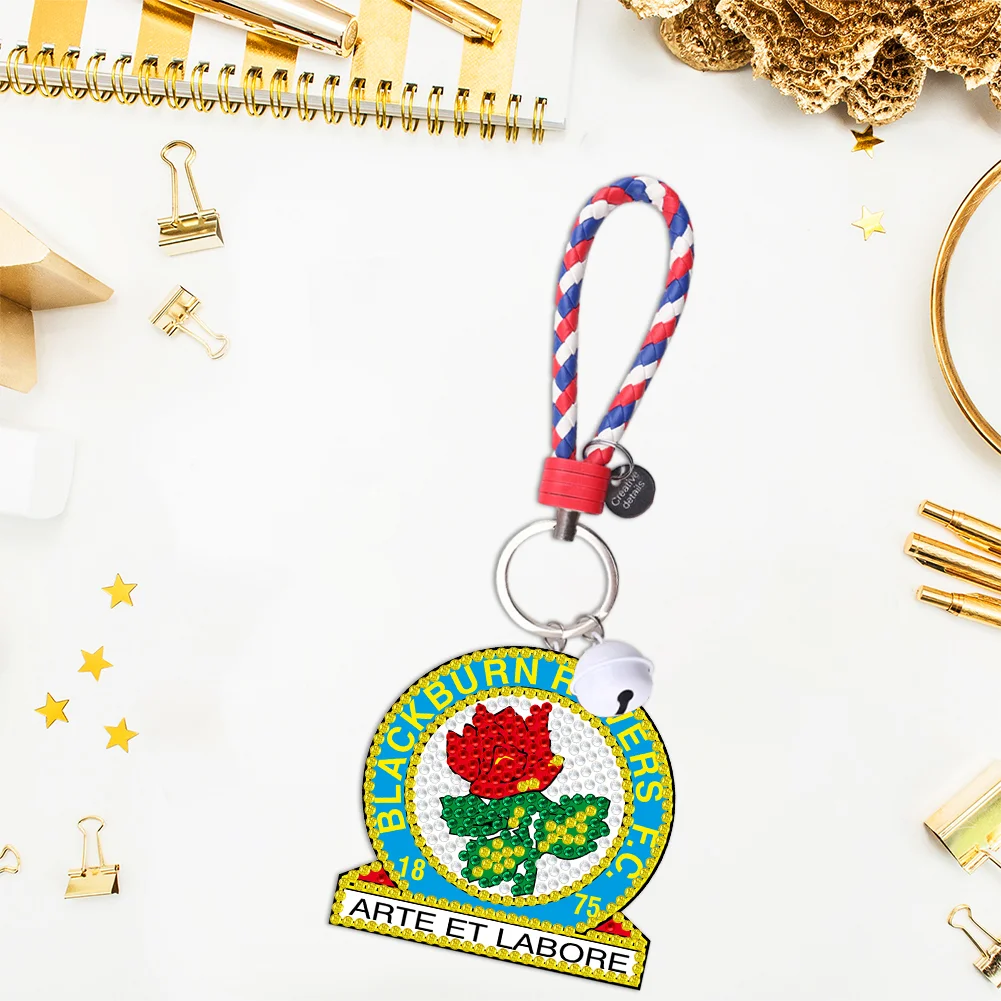 5D DIY Blackburn Rovers FC Double Sided Full Drill Keyring Diamond Keychains Pendant