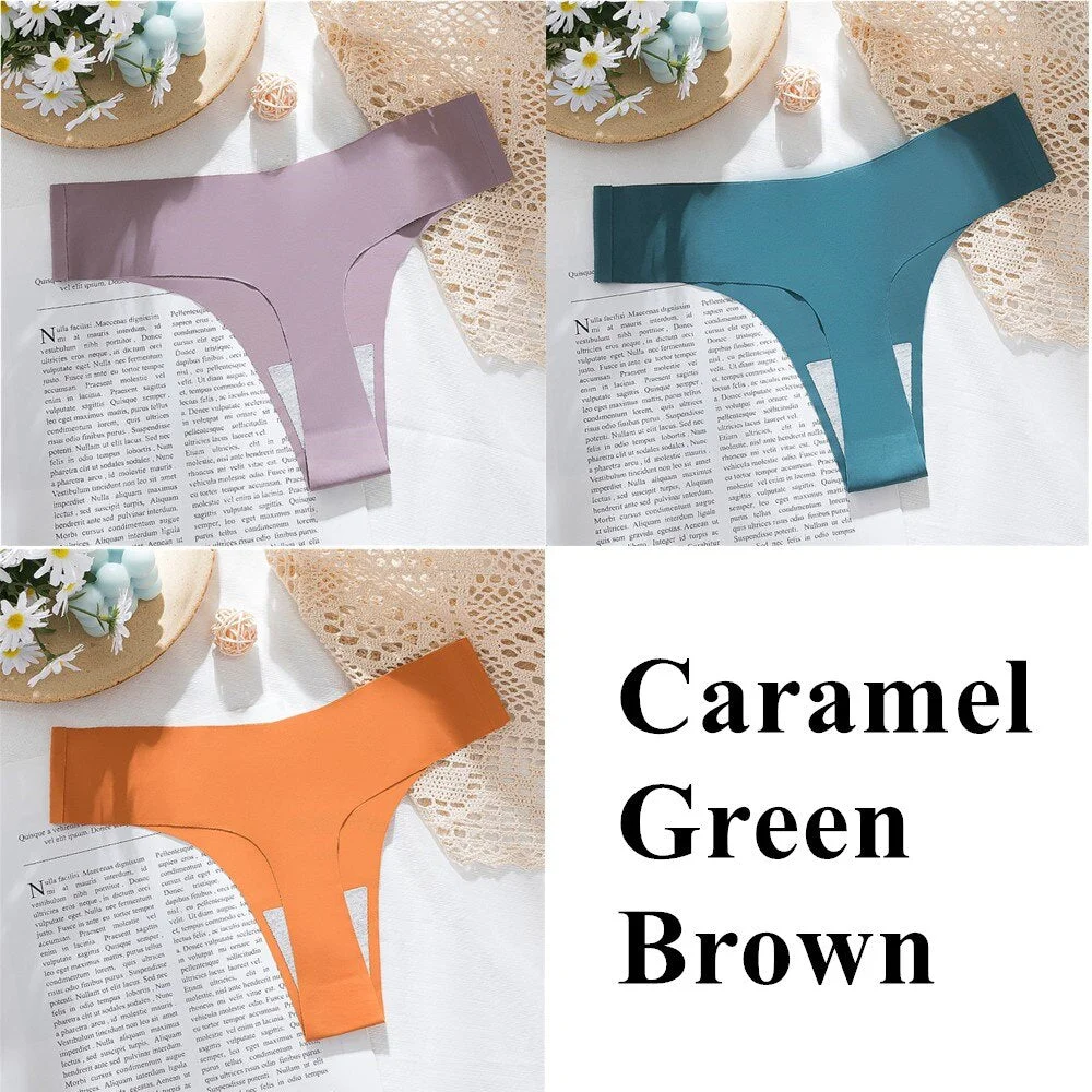 3Pcs New Ice Silk Thong Sexy Panties Seamless G String Underwear Women Low-Rise Thongs Women Lingerie Bikini T Back Underpants