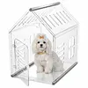 [US Local Warehouse] Acrylic Dog House Lockable Ventilated Modern Dogs Crate Clear Dog Playpen for Small and Medium Dogs Pets 24.02x15.75x23.62inch