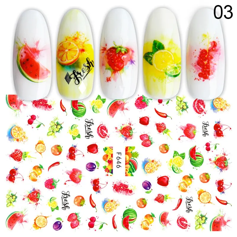 Spring 3D Embossed Floral Nail Sticker Adhesive Plants Leaves Flowers Fruit Transfer Sticker Decals Nail Art Decoration-Nail Inspo