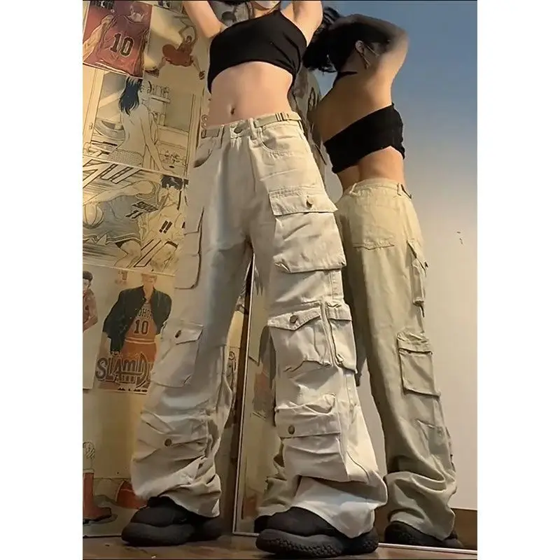 K pop Multi-pocket  Wide Leg Loose Street Casual Cargo Pants Trend Streetwear Women Y2k  Baggy Pants Vintage Sweatpants