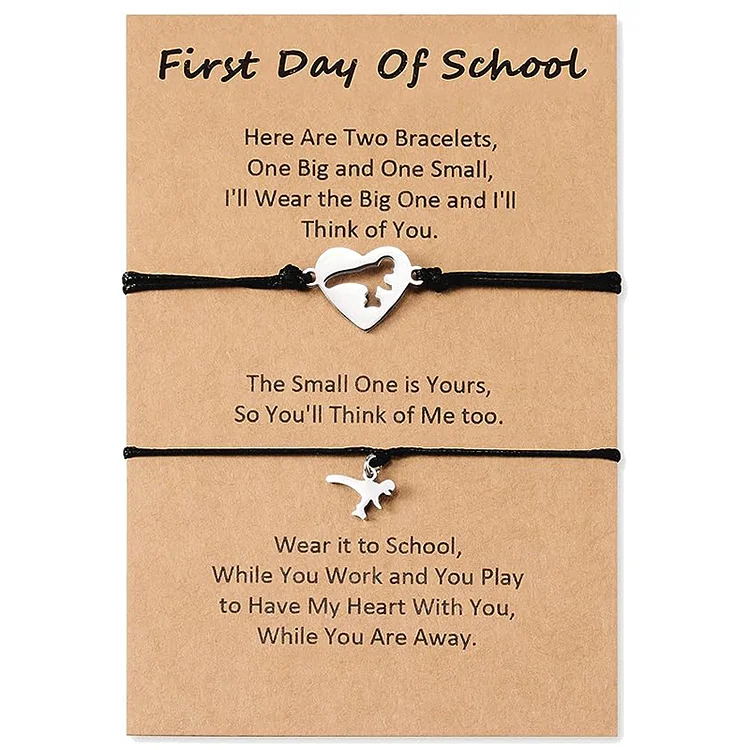First Day of School Dinosaur Gifts Set, Adjustable Bracelets Back To School Bracelet Gift With Gift Card Set For Kids