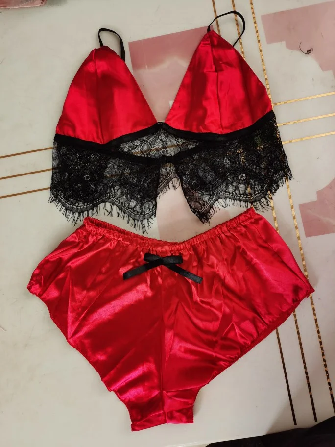 Brownm 2020 New Sexy Lingerie Women's Pyjamas Satin Silk Doll Lace Pajamas Pajamas Set