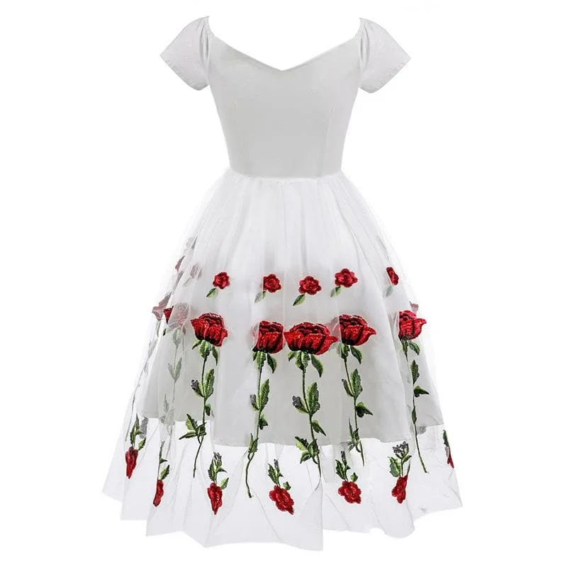 1950s Rose Embroidery Dress SP14759
